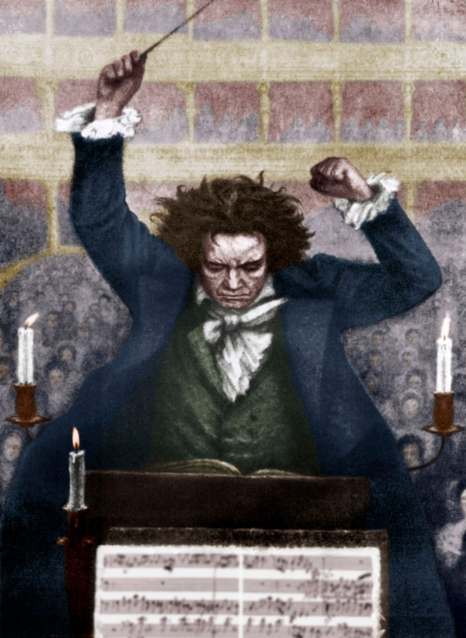 Ludwig van Beethoven dirigiert mit Taktstock - von Katzaroff. Deutscher Komponist von Unbekannt