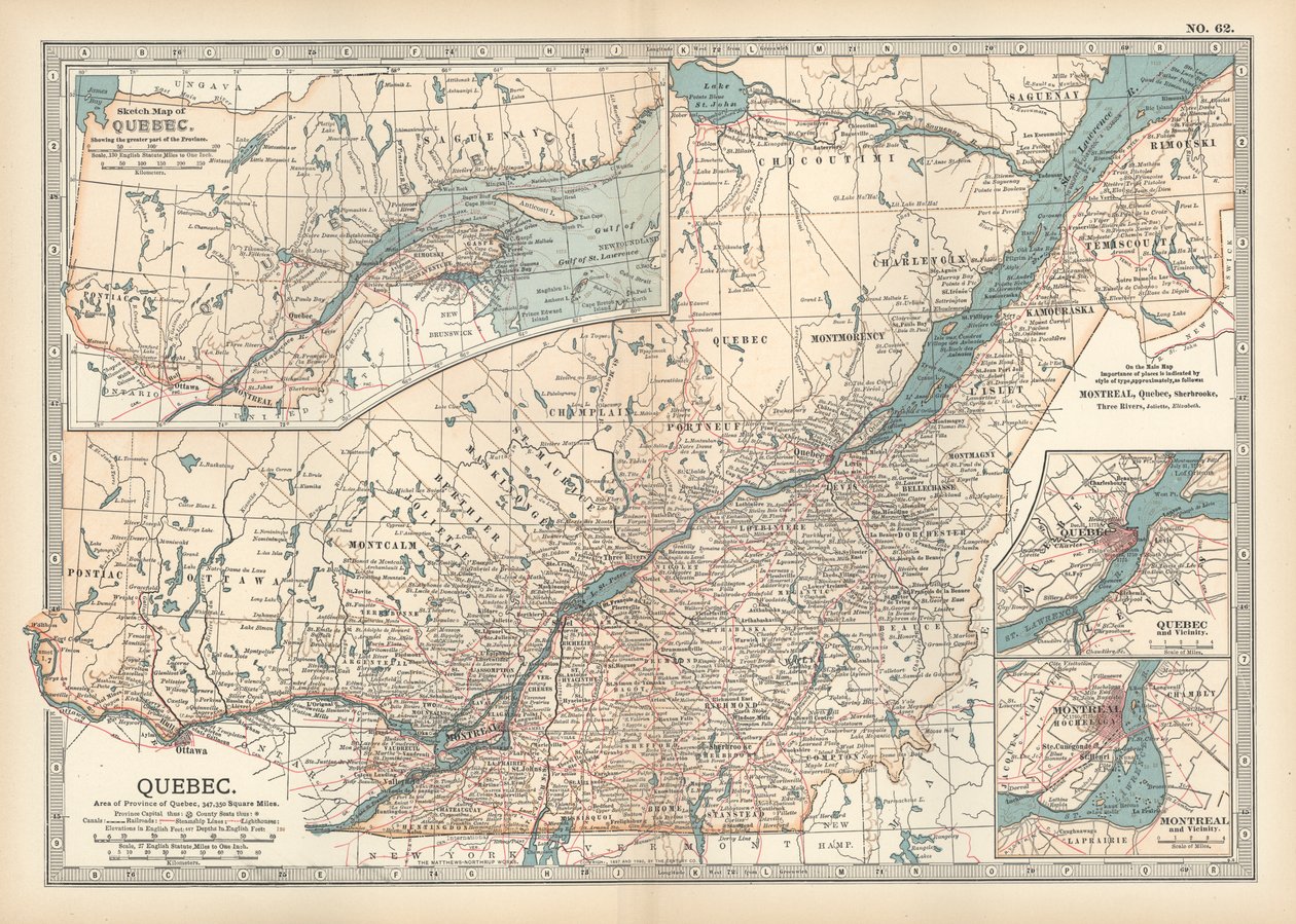 Karte von Quebec, Kanada, ca. 1900 von Unbekannter Künstler