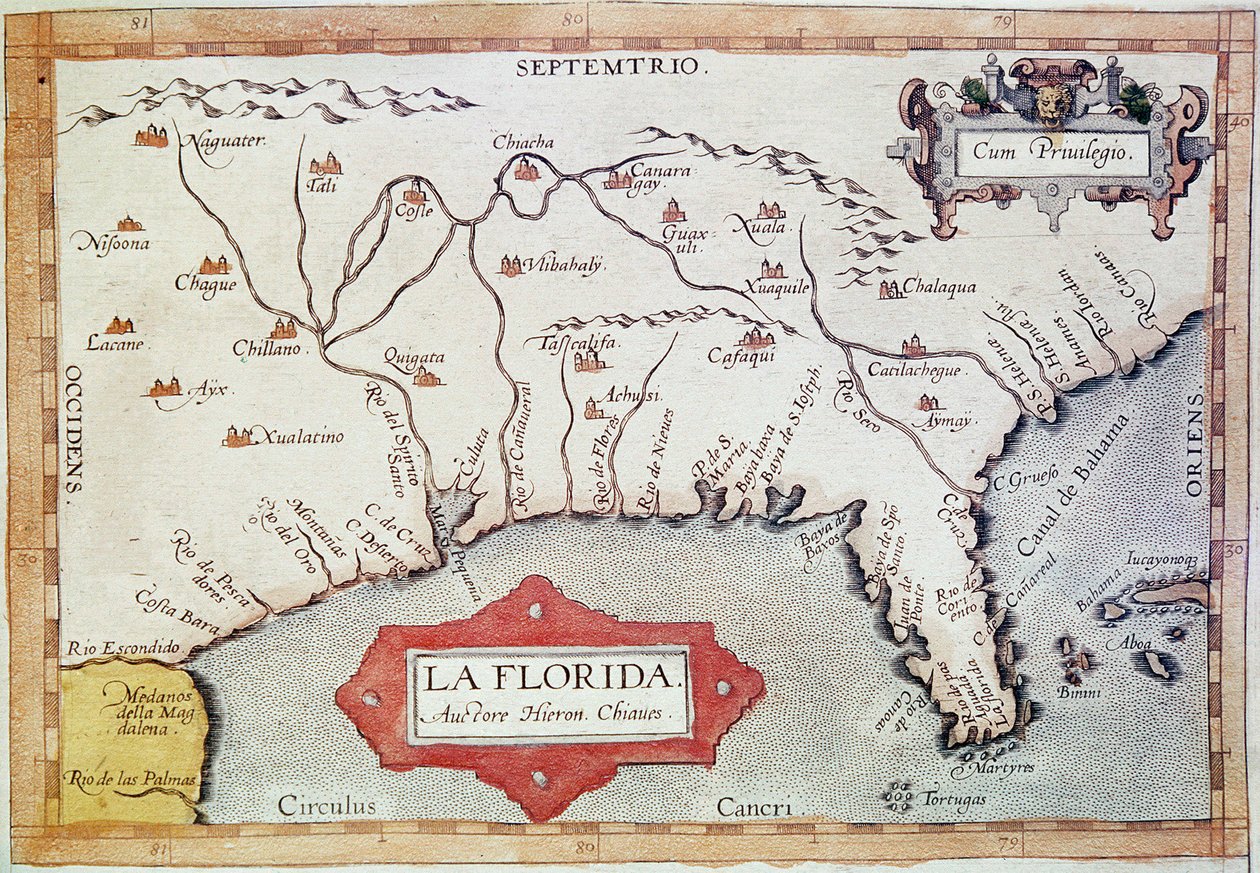 Kartierung von „Florida“. In „Teatrum Orbis Terrarum“ von Abraham Ortelius von Unbekannter Künstler