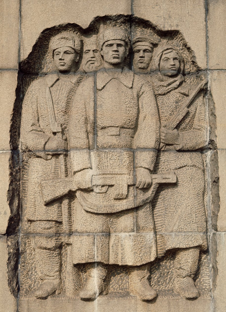 Denkmal für den Widerstand des russischen Volkes während der 900-tägigen deutschen Belagerung der Stadt Leningrad, Pskarevski-Friedhof, Relief, St. Petersburg, Russland, 20. Jahrhundert von Benjamin Baud
