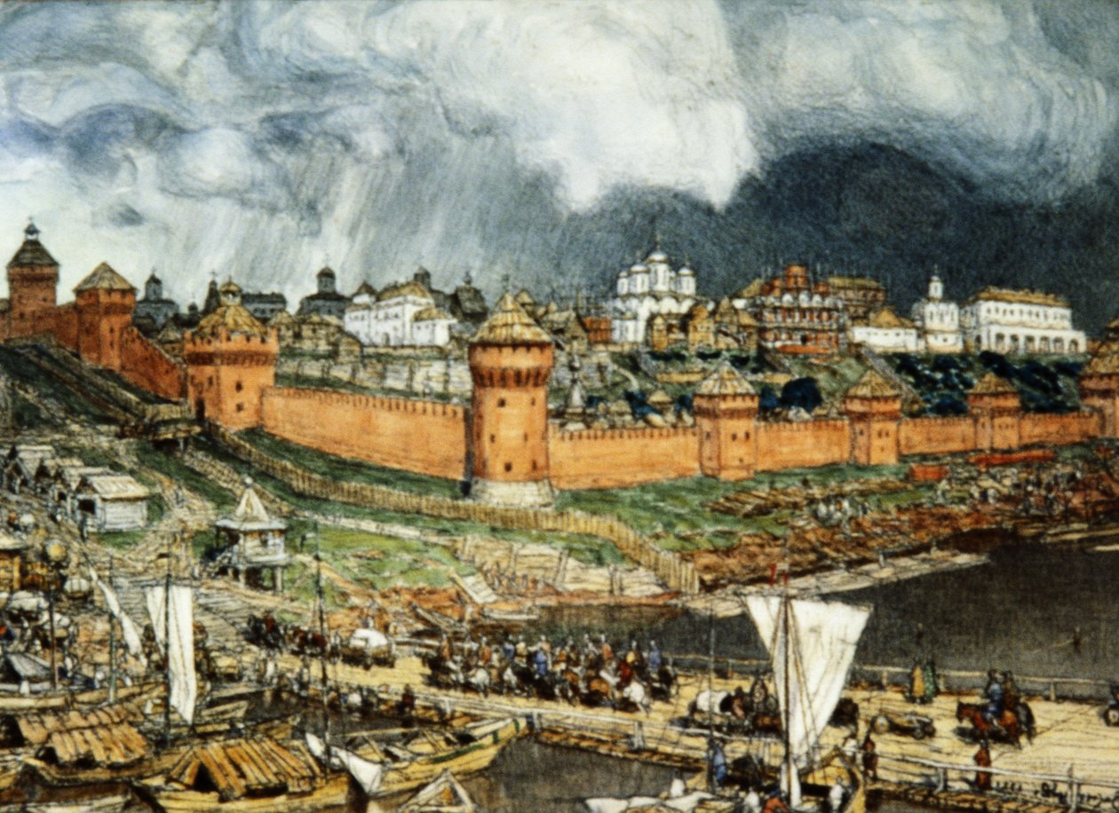 Moskauer Kreml während der Herrschaft von Iwan III. (Iwan der Große) im 16. Jahrhundert von Apolinary Wassnezow (1921) von Unbekannter Künstler
