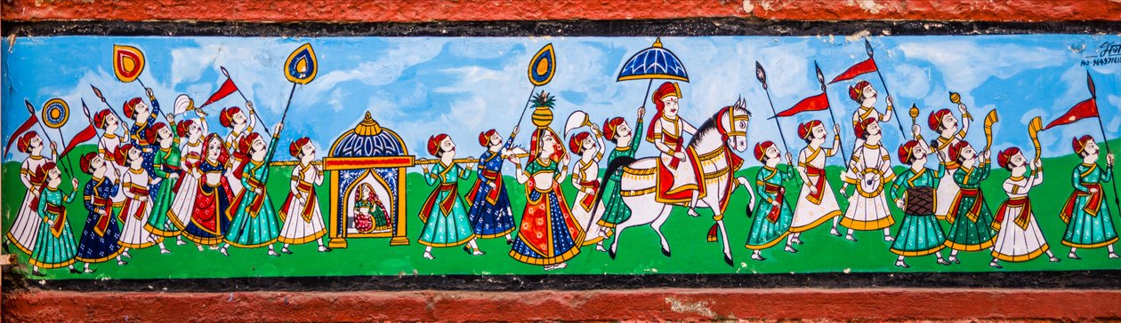 Wandmalerei in der Altstadt von Bundi, Rajasthan, Indien von Unbekannter Künstler
