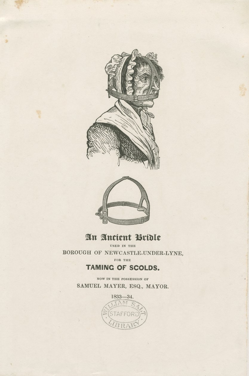Newcastle-under-Lyme - Schandmaske: Holzschnitt, nd [ca. 1833-4] von Unbekannt