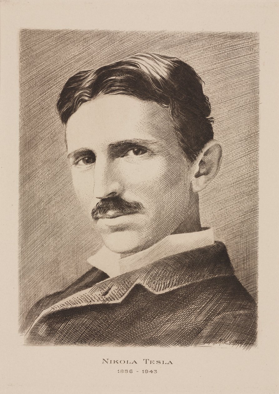 Nikola Tesla, kroatisch-serbischer Ingenieur, Physiker und Erfinder, um 1885 von Unbekannt