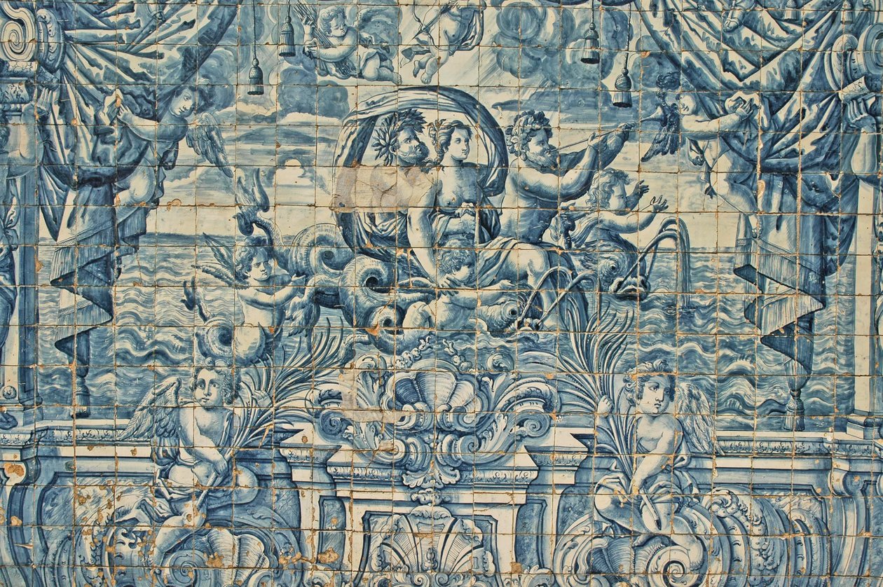 Oporto, Se-Katholische Kathedrale (ursprünglich 12. Jahrhundert), Azulejos, handbemalte blaue Fliesen von Unbekannter Künstler