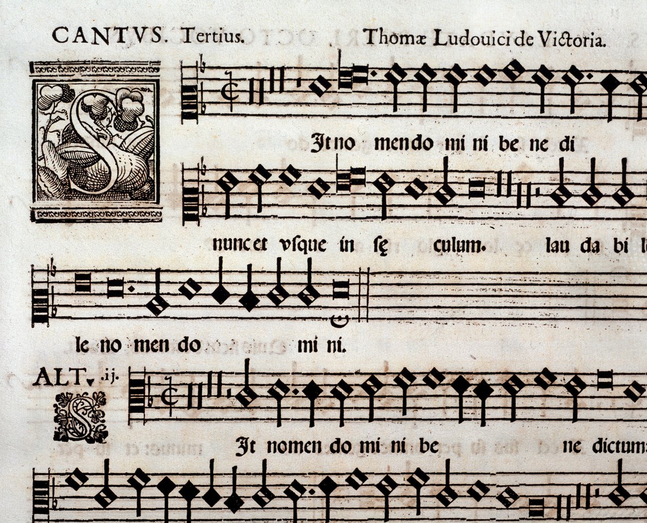 Seite der Partitur von In nomen domini Psalm von Tomas Luis de Victoria von Unbekannter Künstler