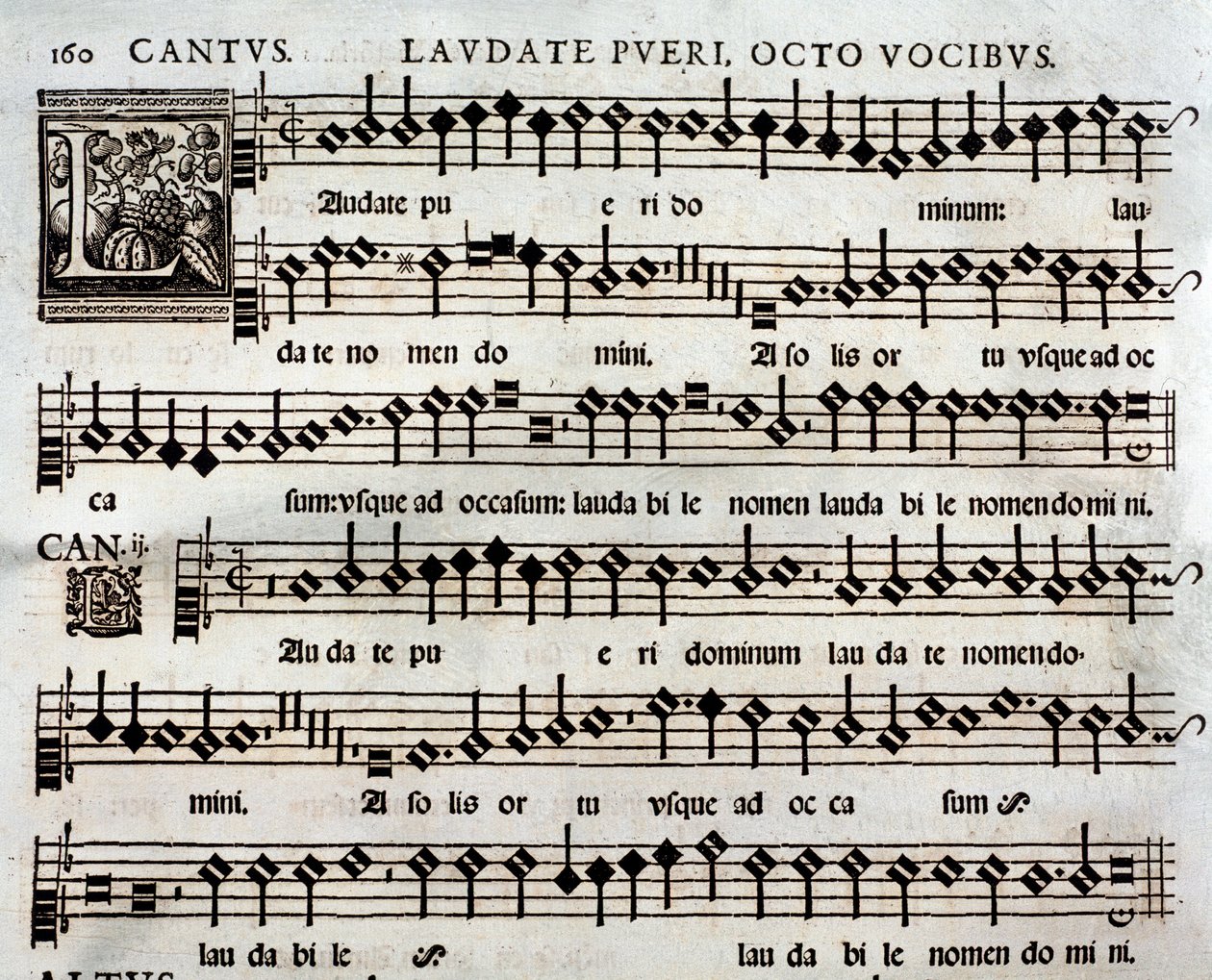Seite der Partitur von Laudate pueri Psalm mit 8 Stimmen von Tomás Luis de Victoria von Unbekannter Künstler