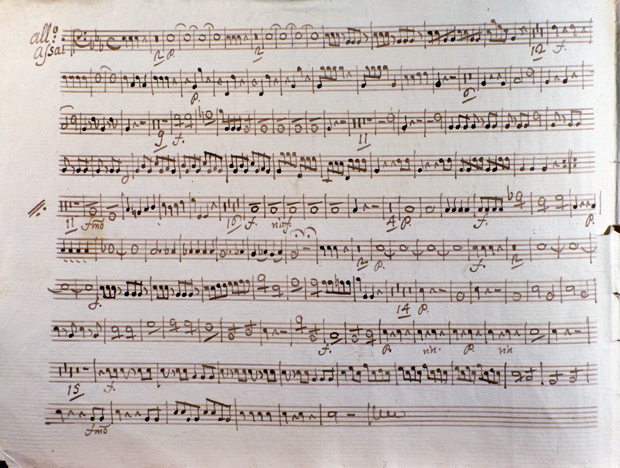 Seite einer Partitur einer Sinfonia concertante von Pleyel von Unbekannter Künstler