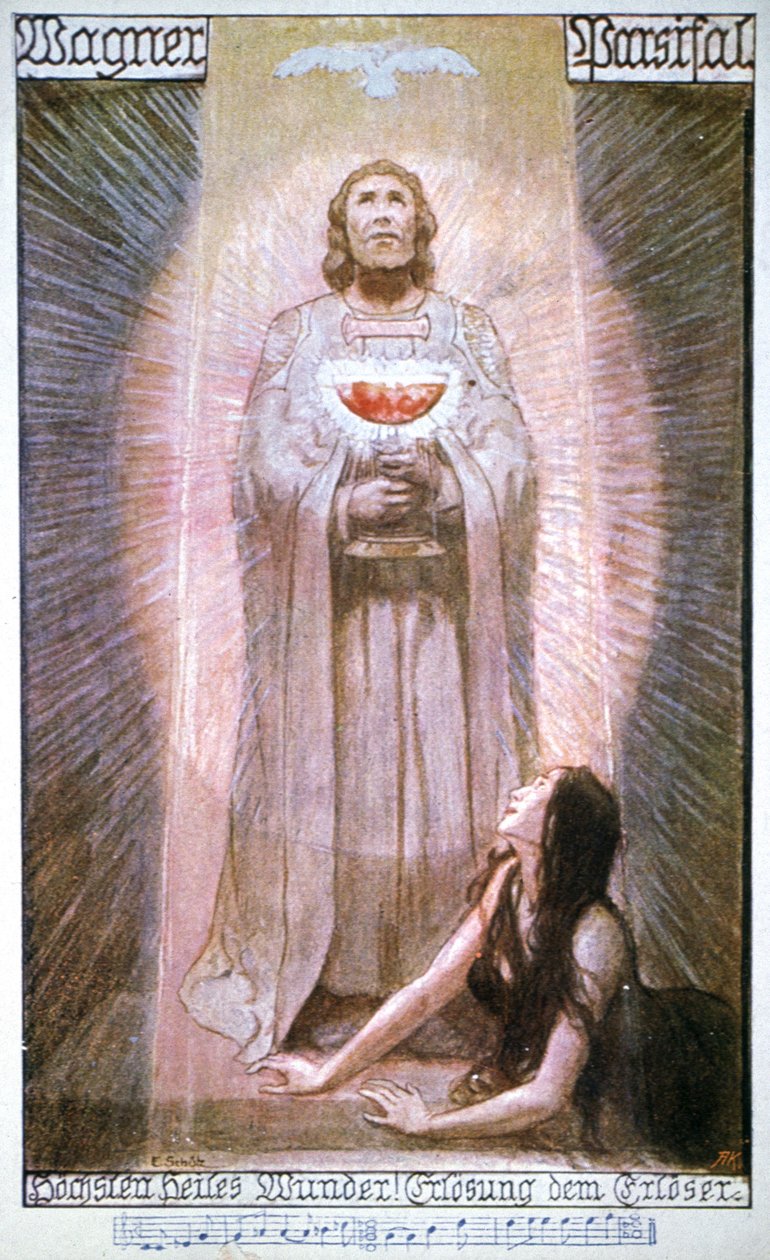 Parsifal mit Gral, Kundry stirbt von Unbekannter Künstler