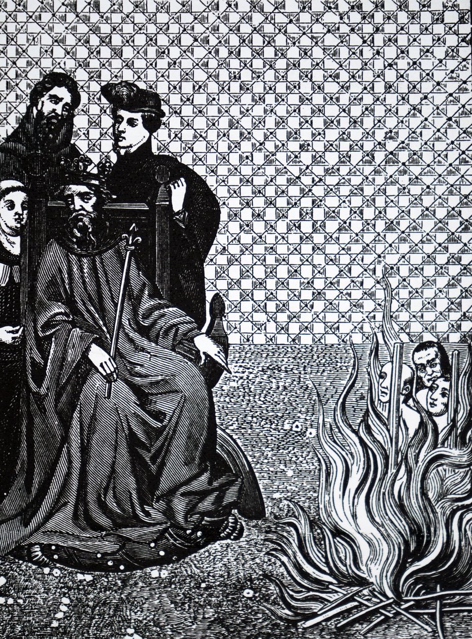 Philipp II. von Frankreich verurteilt die Jünger des französischen Theologen Amaury von Unbekannt