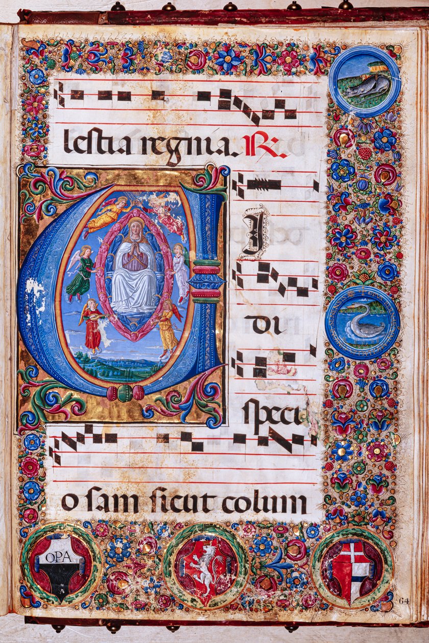 Piccolomini-Bibliothek: Chorbuch, cod. 15.Q., ff. 64r mit „Mariä Himmelfahrt“ von Unbekannter Künstler