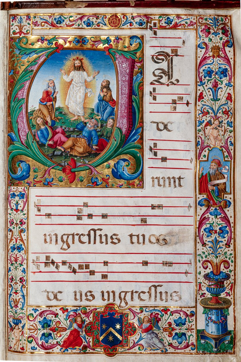 Piccolomini-Bibliothek: Chorbuch, cod. 29.13, ff. 30r mit „Verklärung Christi“ von Unbekannter Künstler