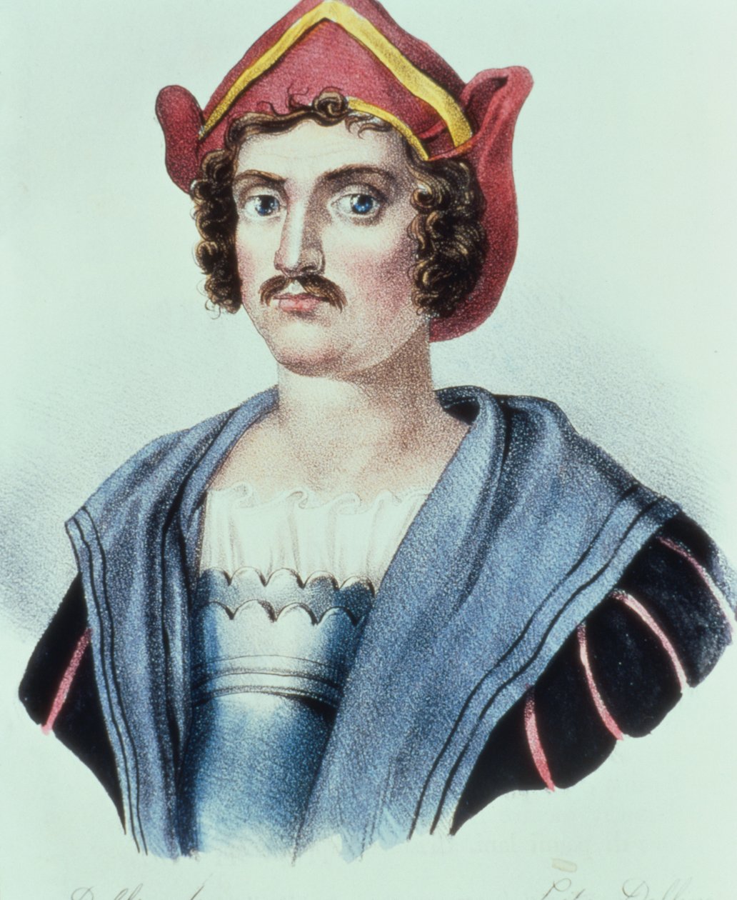 Porträt von Christoph Kolumbus (1441-1506) von Dolfino (Lithographie) von Unbekannter Künstler