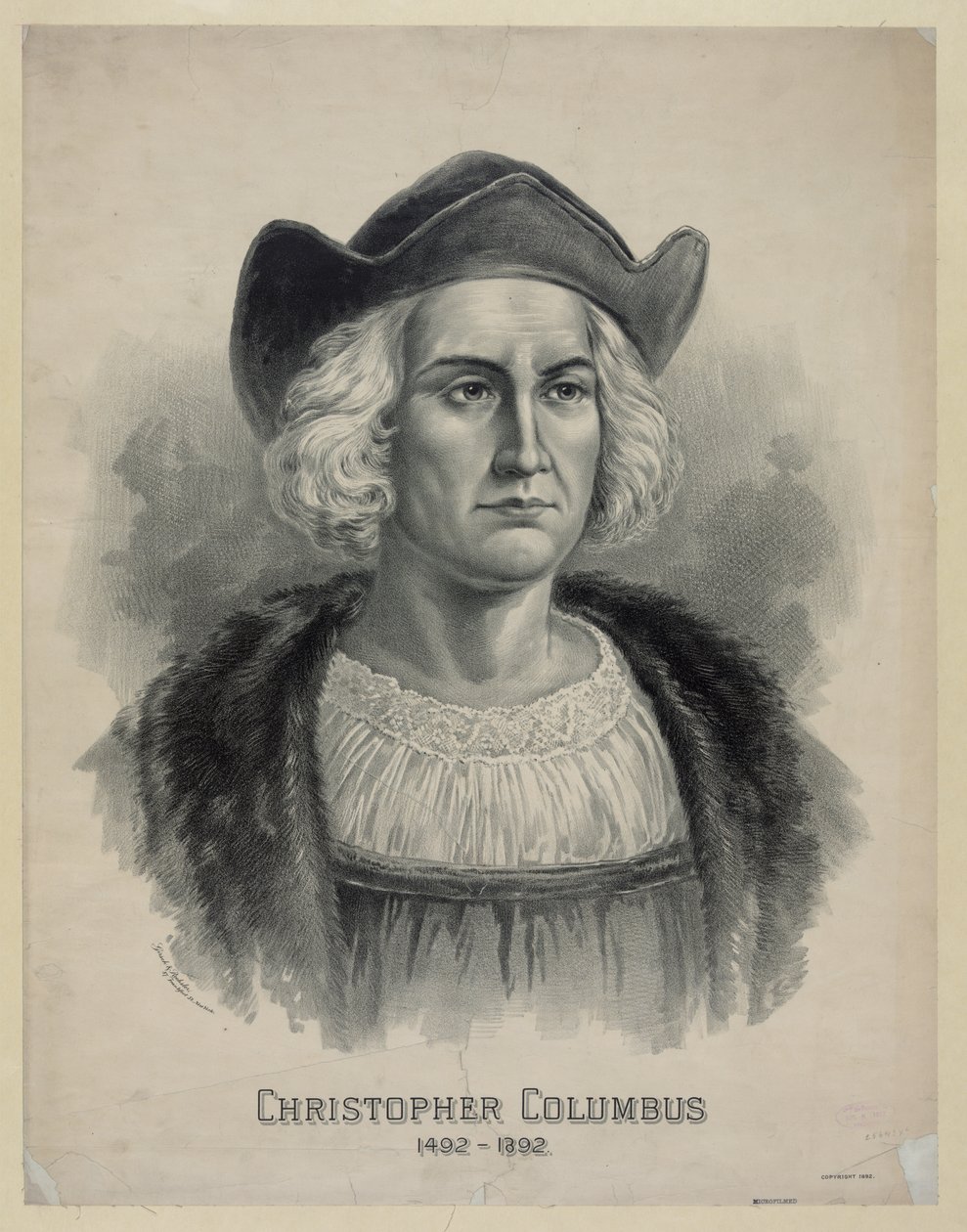 Porträt von Christoph Kolumbus (1451-1506), ca. 1892 (Lithographie) von Unbekannt