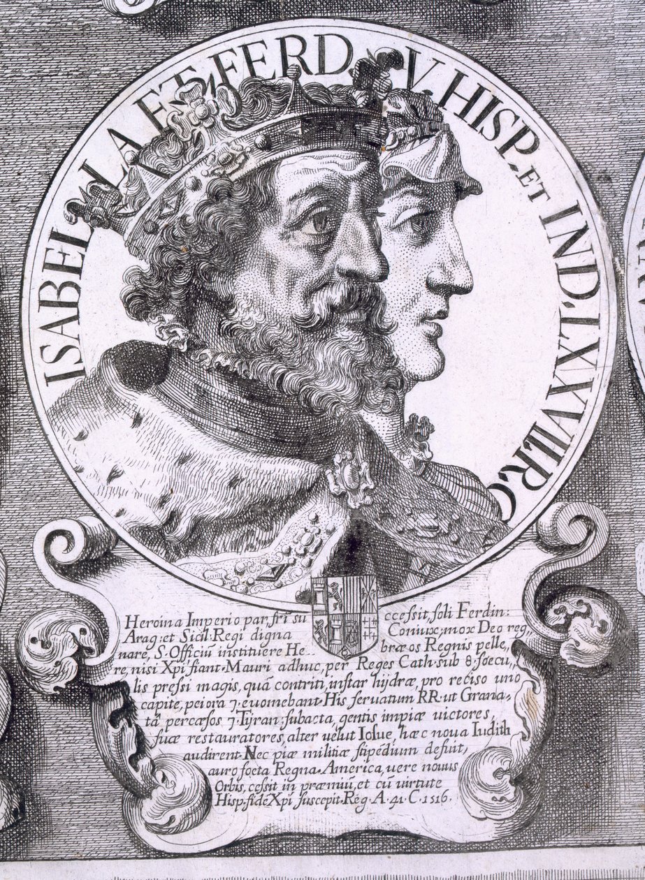 Porträt von Isabella I und Ferdinand V von Kastilien (Lithografie) von Unbekannt