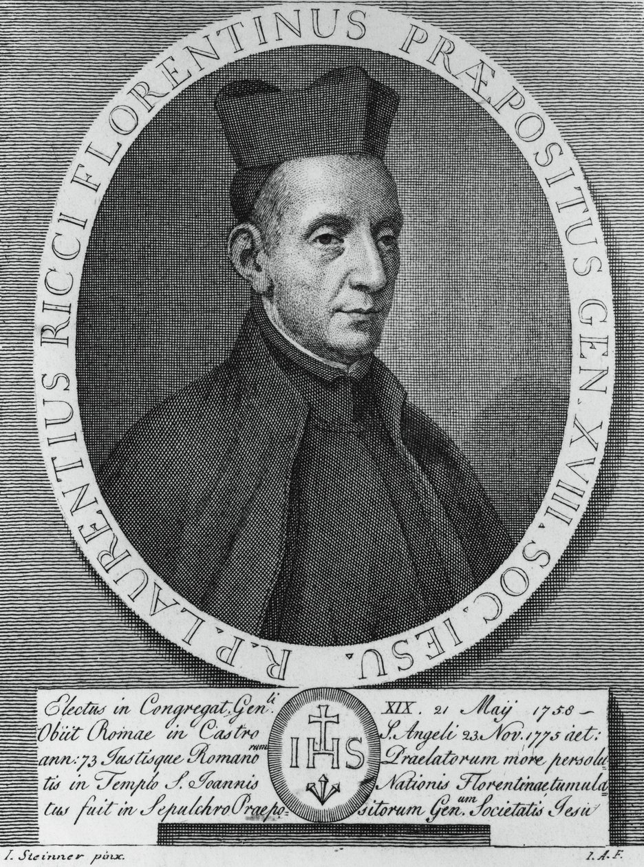 Porträt von Lorenzo Ricci (1703-1775), italienischer Jesuit und 18. Generaloberer der Gesellschaft Jesu, Gravur von William M. Timlin