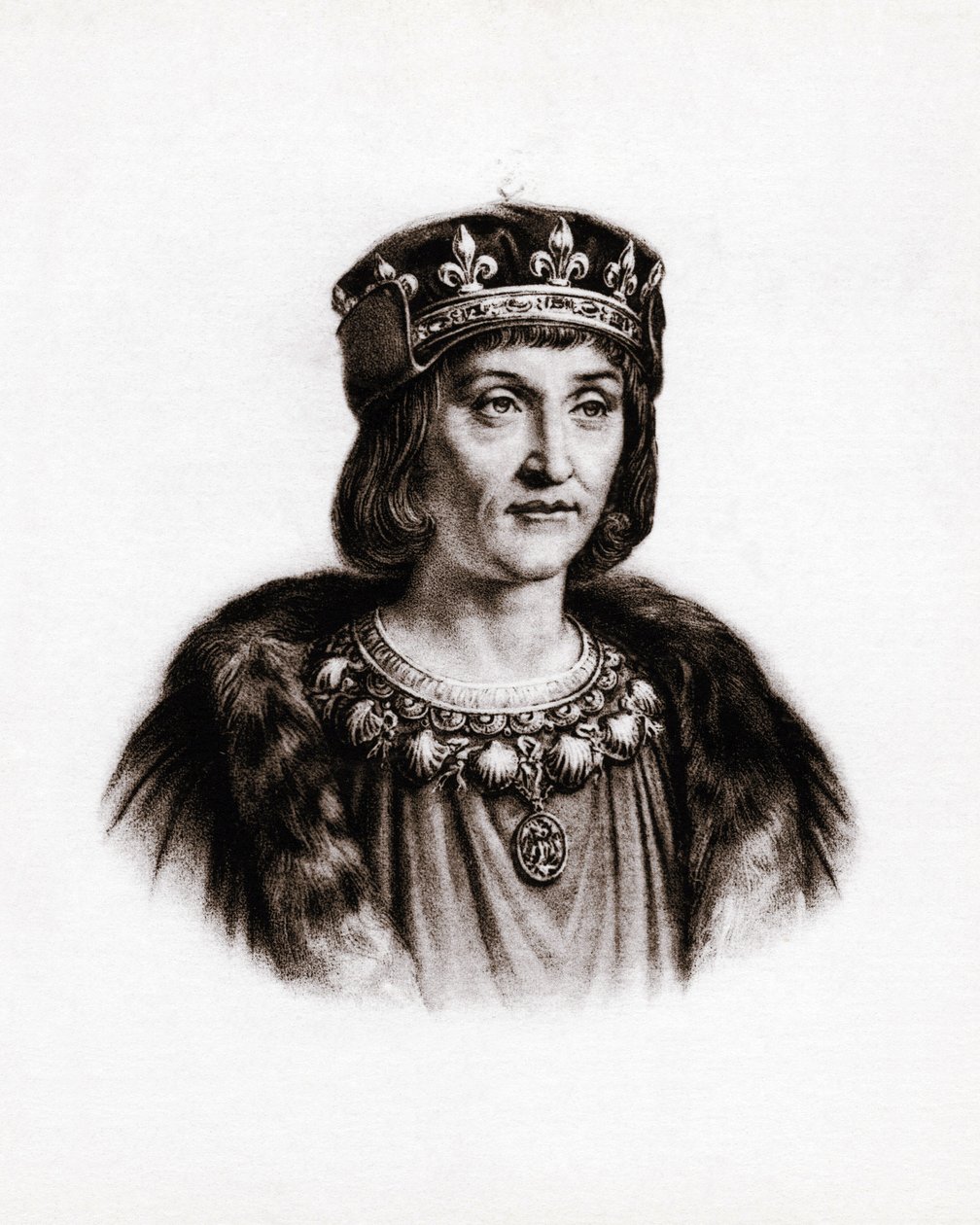 Porträt von Louis XII (1462-1515), König von Frankreich. Gravur von Unbekannter Künstler