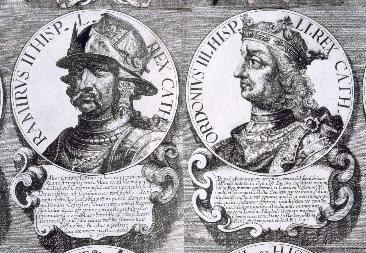 Porträts von Ramiro II. und Ordono III. (Lithografie) von Unbekannt