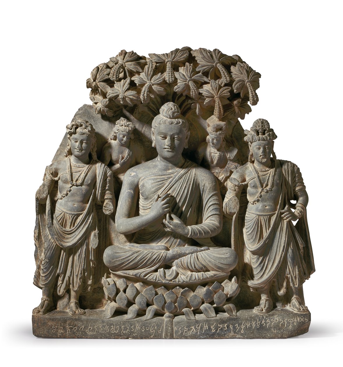 Relief-Triade von Buddha Shakyamuni mit Bodhisattvas, 3.-4. Jahrhundert von Unbekannter Künstler