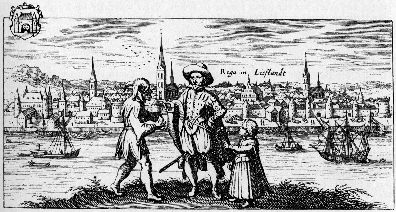 Riga - Blick auf die Stadt am Ufer der Daugava, um 1700 von Unbekannter Künstler