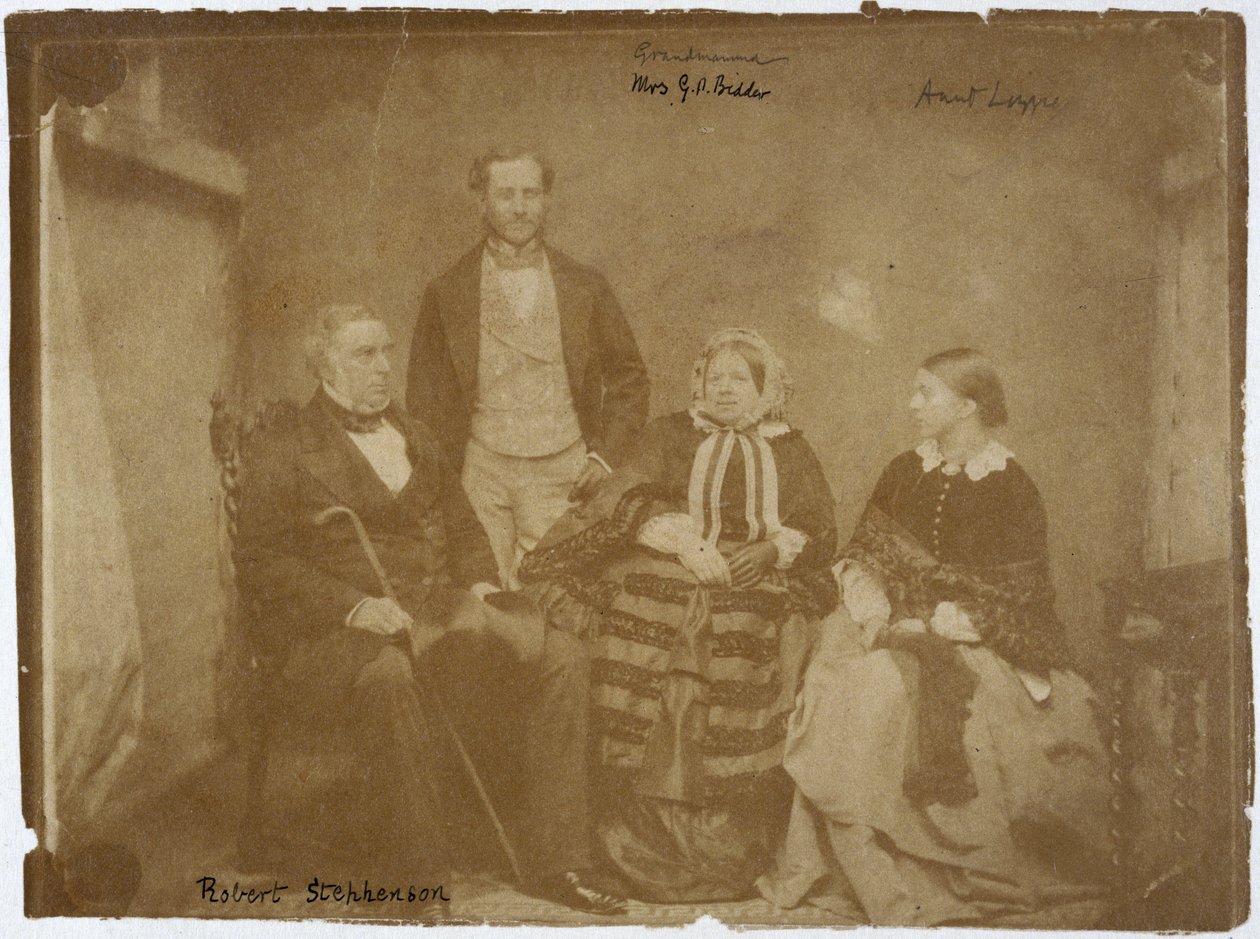 Robert Stephenson, englischer Maschinen- und Bauingenieur, und Familie, ca. 1850er von Unbekannt