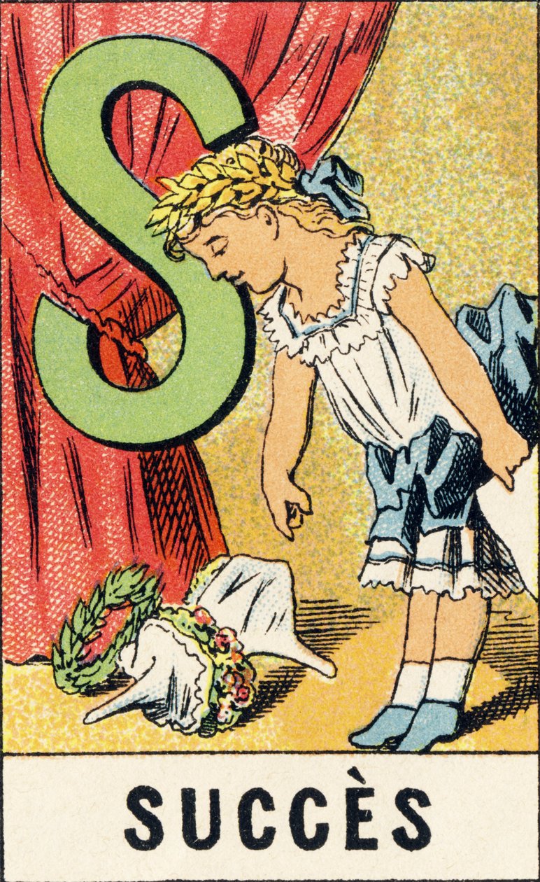 S: Erfolg - Gravur aus ABCD der kleinen Mädchen. Pellerin & Cie, Drucker-Verleger, Epinal, um 1890. Serie A. Maße: 19 x 13,5 cm. von Unbekannt