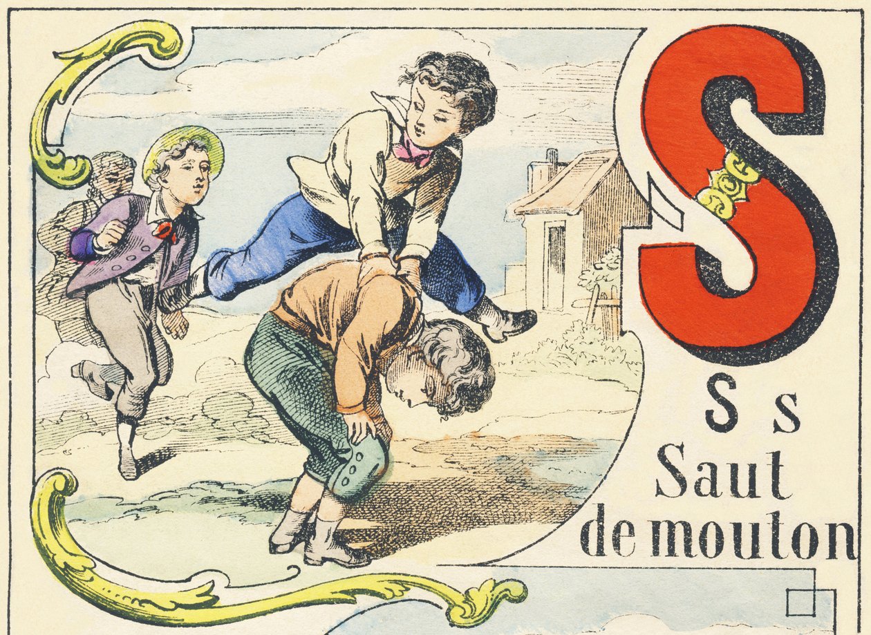 S: saut de mouton - Spiele Alphabet, ca. 1890 von Unbekannt