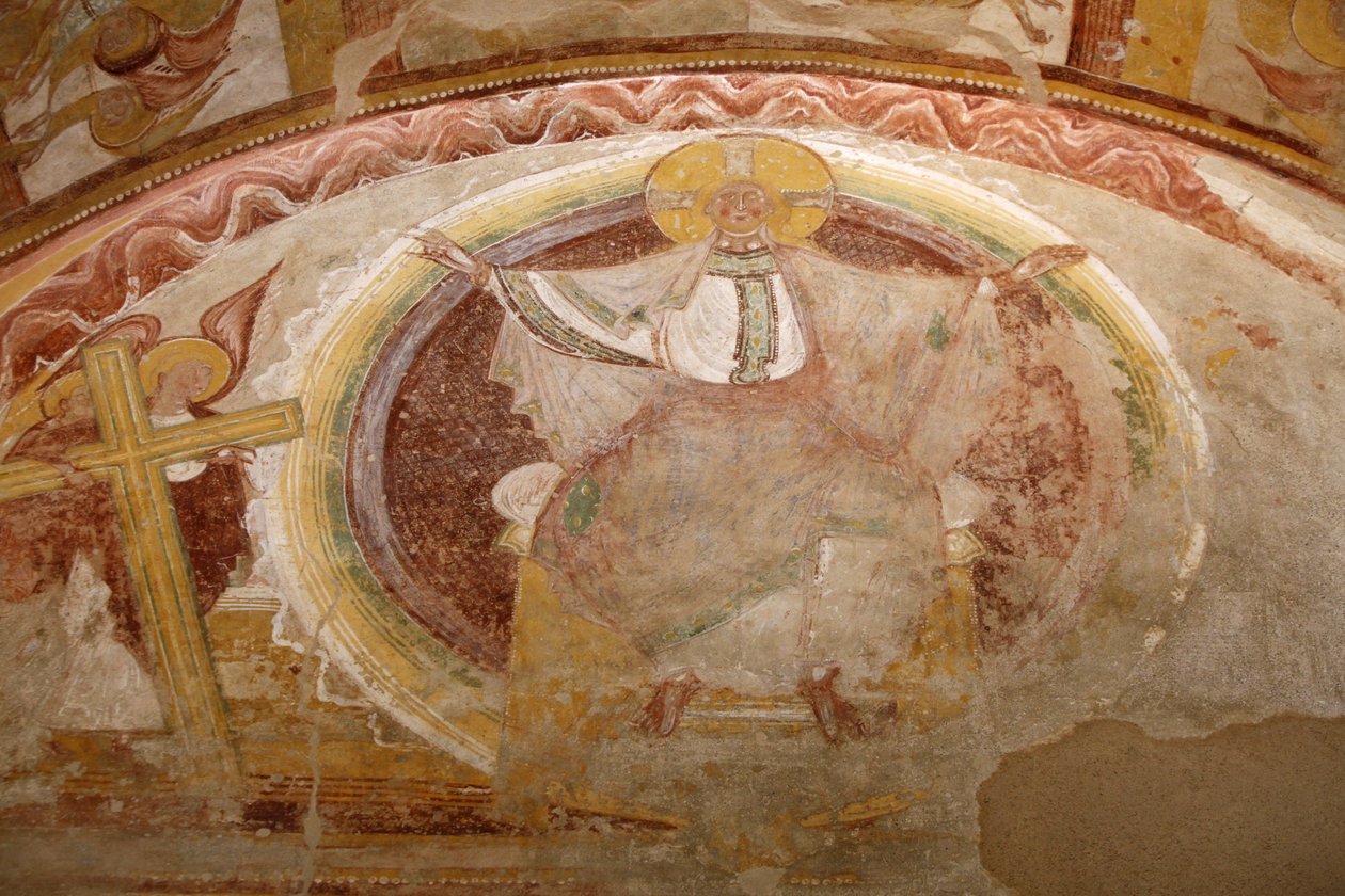 Abteikirche Saint-Savin-sur-Gartempe, Malerei im westlichen Vorbau: Christus in Herrlichkeit, Saint-Savin, Frankreich von Unbekannt