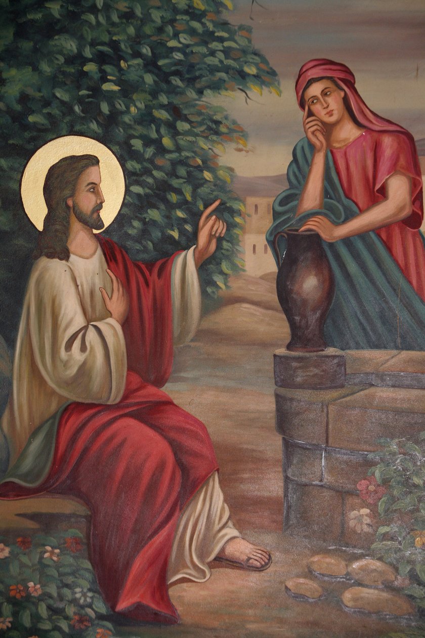 Saint Anthony koptische Kirche Gemälde: Jesus und die Samariterin, Jerusalem, Israel von Unbekannt
