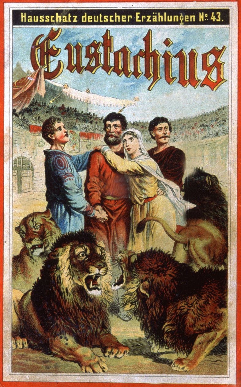 Heiliger Eustachius in der Löwengrube, Ende des 19. Jahrhunderts (Illustration) von Unbekannter Künstler