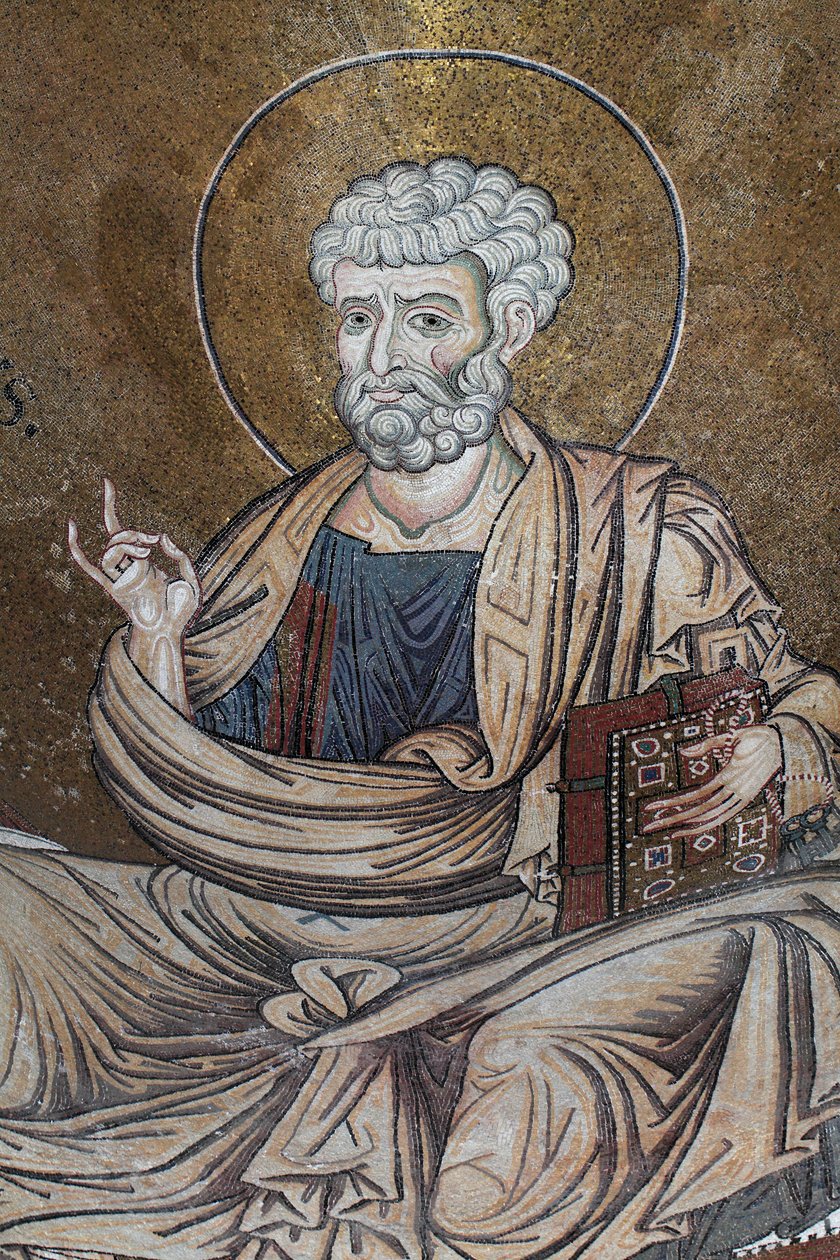 Mosaik des Heiligen Petrus in der Kathedrale Santa Maria Nuova, 12. Jahrhundert, Monreale, Sizilien von William M. Timlin