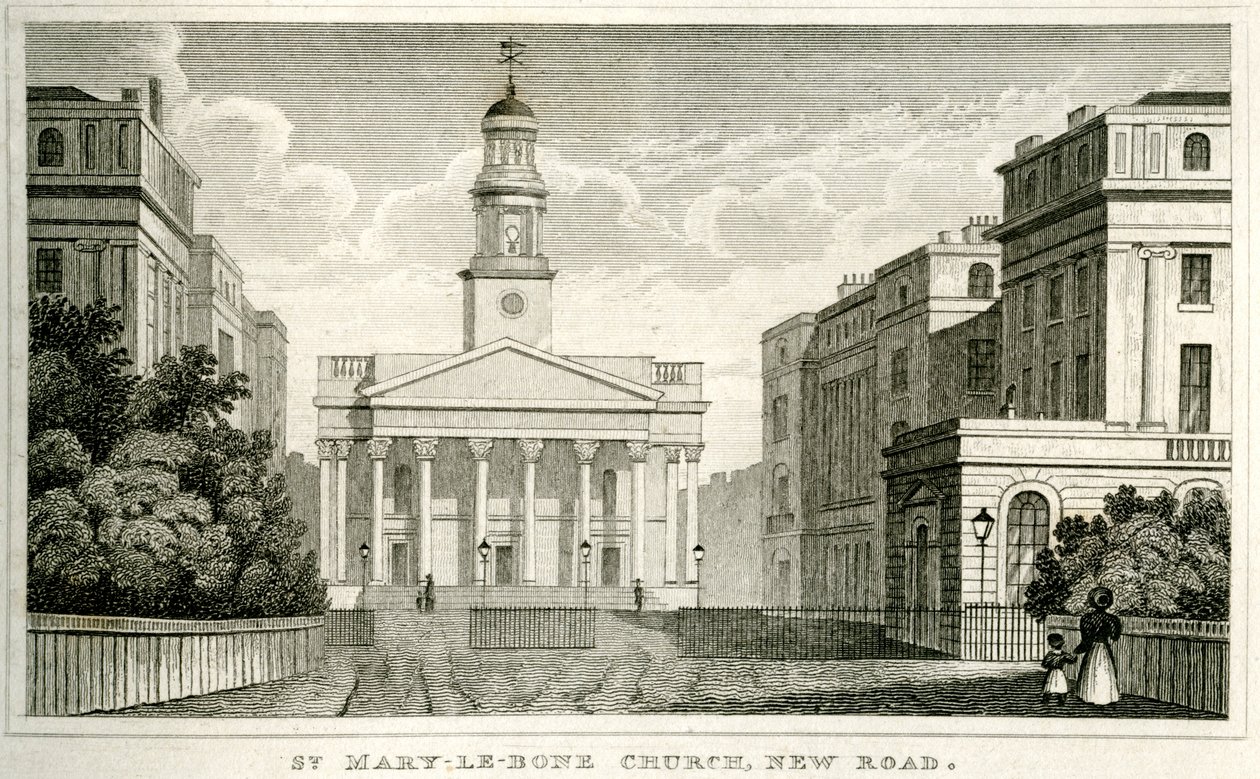 St. Mary-le-bone Kirche, New Road von Unbekannt