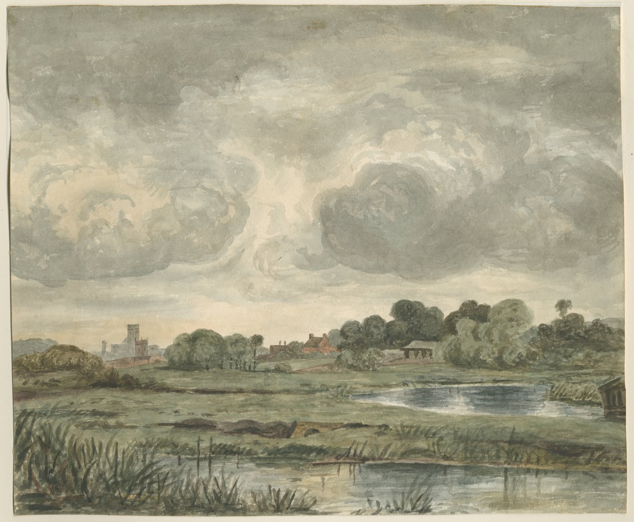 Stafford - Ferne Ansicht von Osten: Aquarellmalerei, nd [?19. Jahrhundert] von Unbekannt