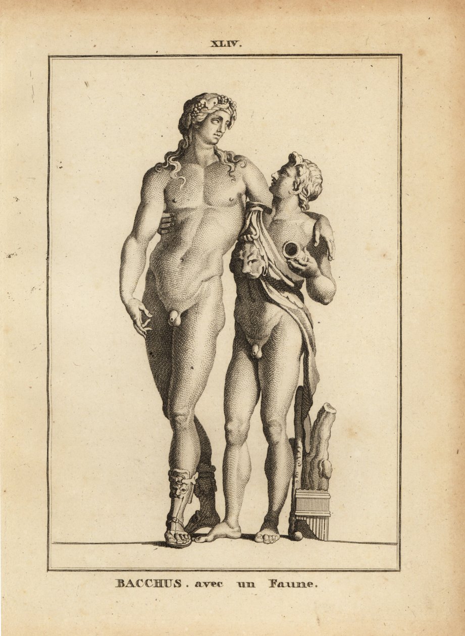 Statue des Bacchus, römischer Gott des Weins, und ein junger Faun von Unbekannt