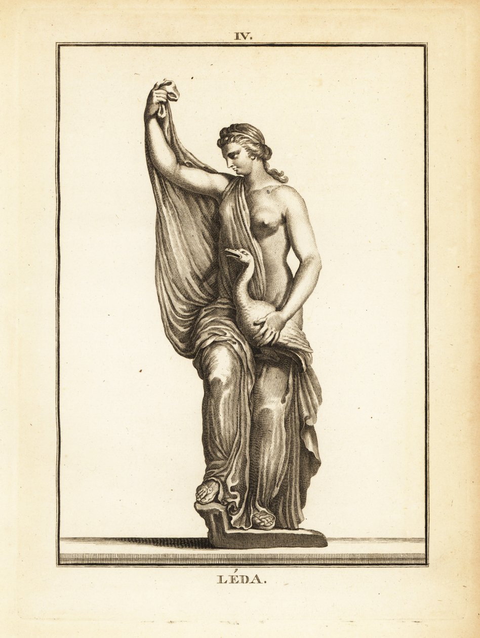 Statue der Leda, Ätolische Prinzessin und spätere Königin von Sparta, verführt von Zeus in Gestalt eines Schwans von Unbekannt