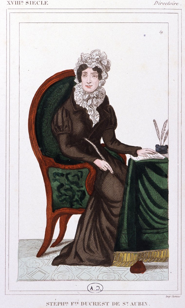 Stephanie Ducrest de Saint-Aubin Gräfin von Genlis, ca. 1810 (Gravur) von Unbekannter Künstler