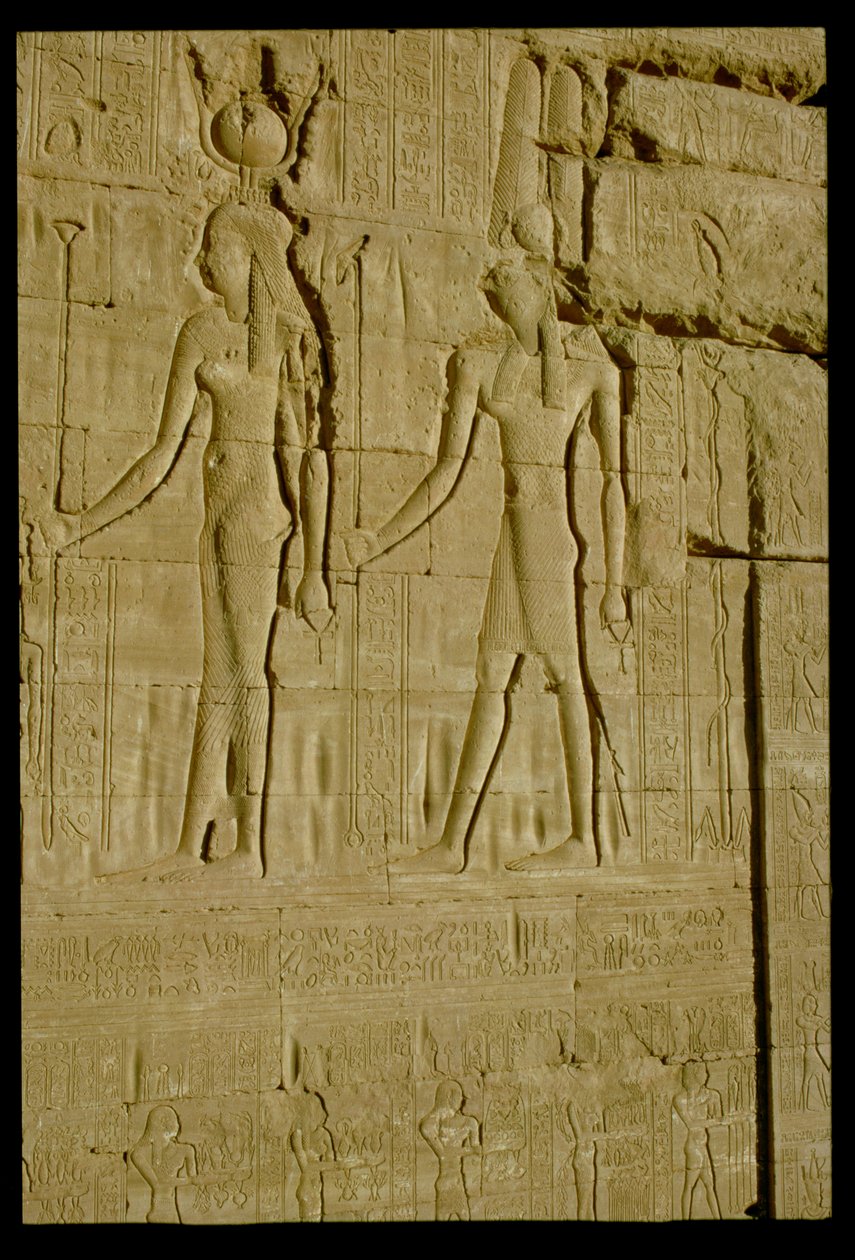 Versenktes Relief mit Darstellung von Hathor und Horus von Unbekannt