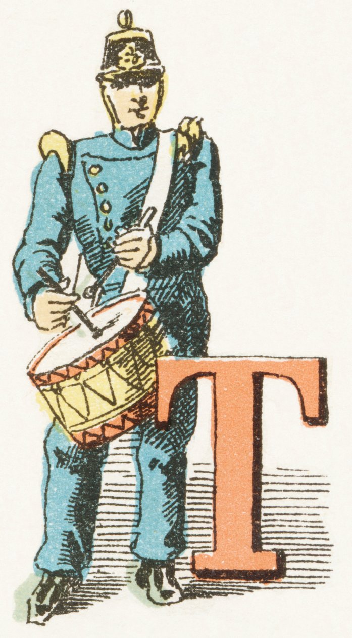 T - Trommler - Kinderalphabet, Editions Gordinne 1920 (Gravur) von Unbekannt