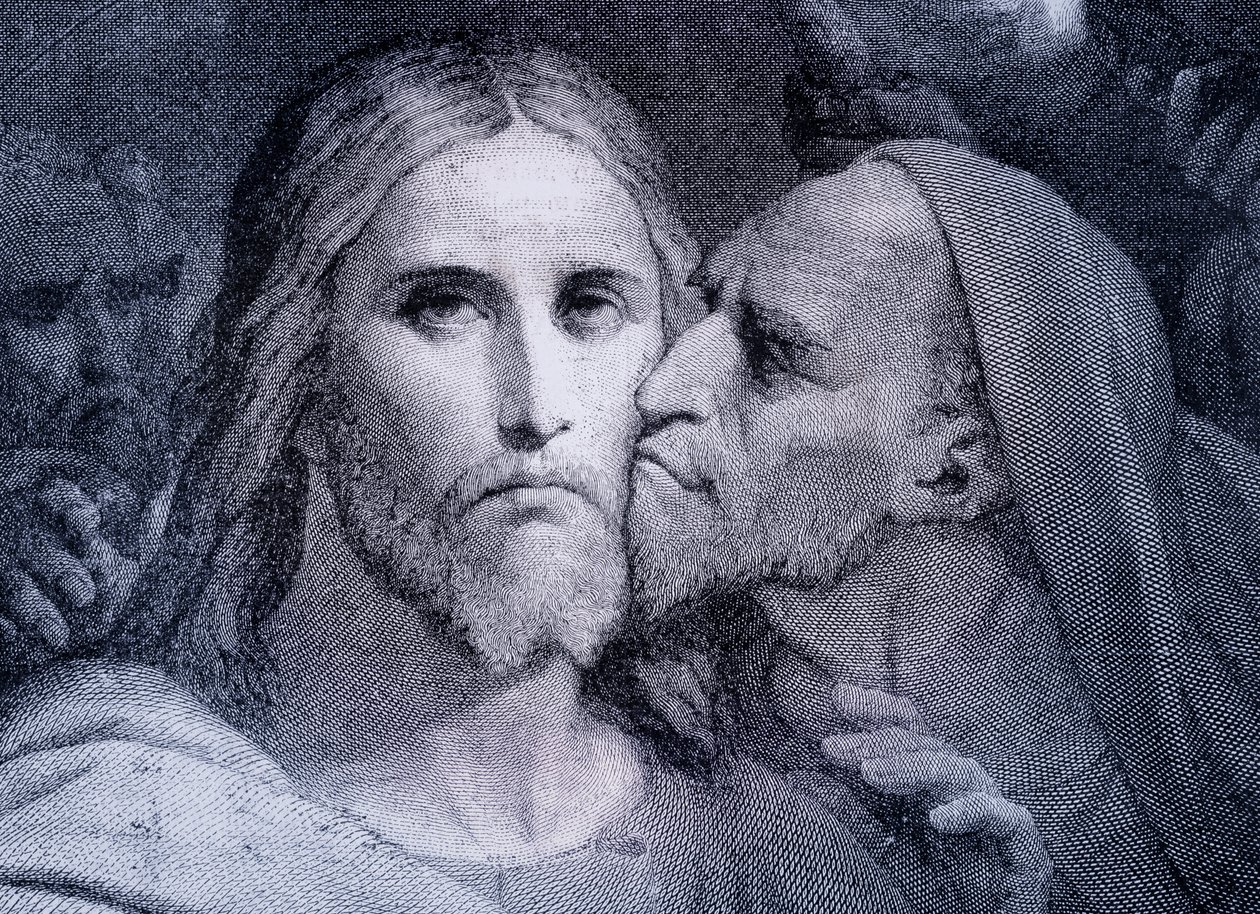 Der Kuss - Judas Iskariot küsst Jesus Christus im Garten Gethsemane, aus 