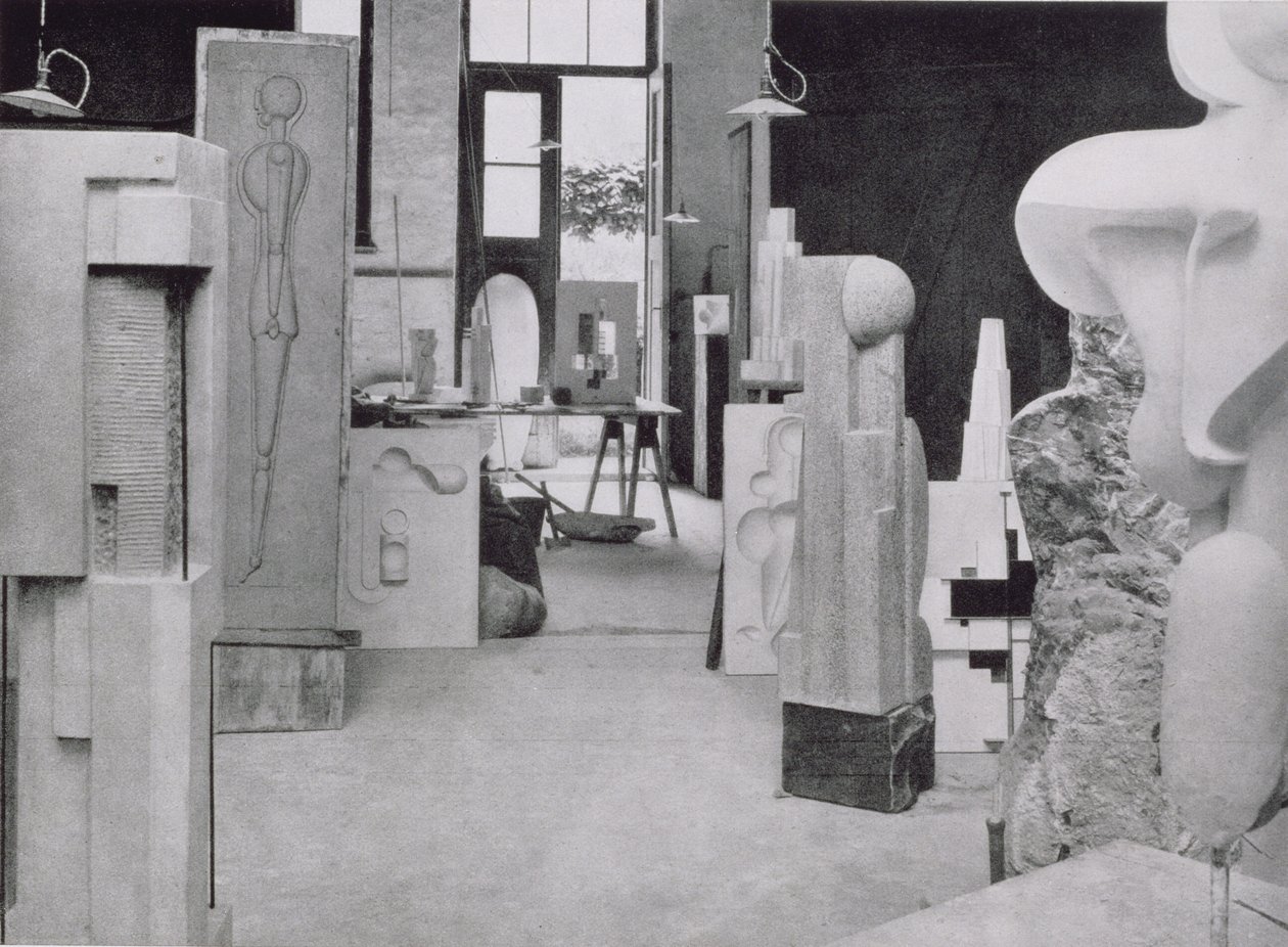 Die Werkstatt des Steinmetzes, aus den Werkstätten des Bauhauses, Weimar von Unbekannt
