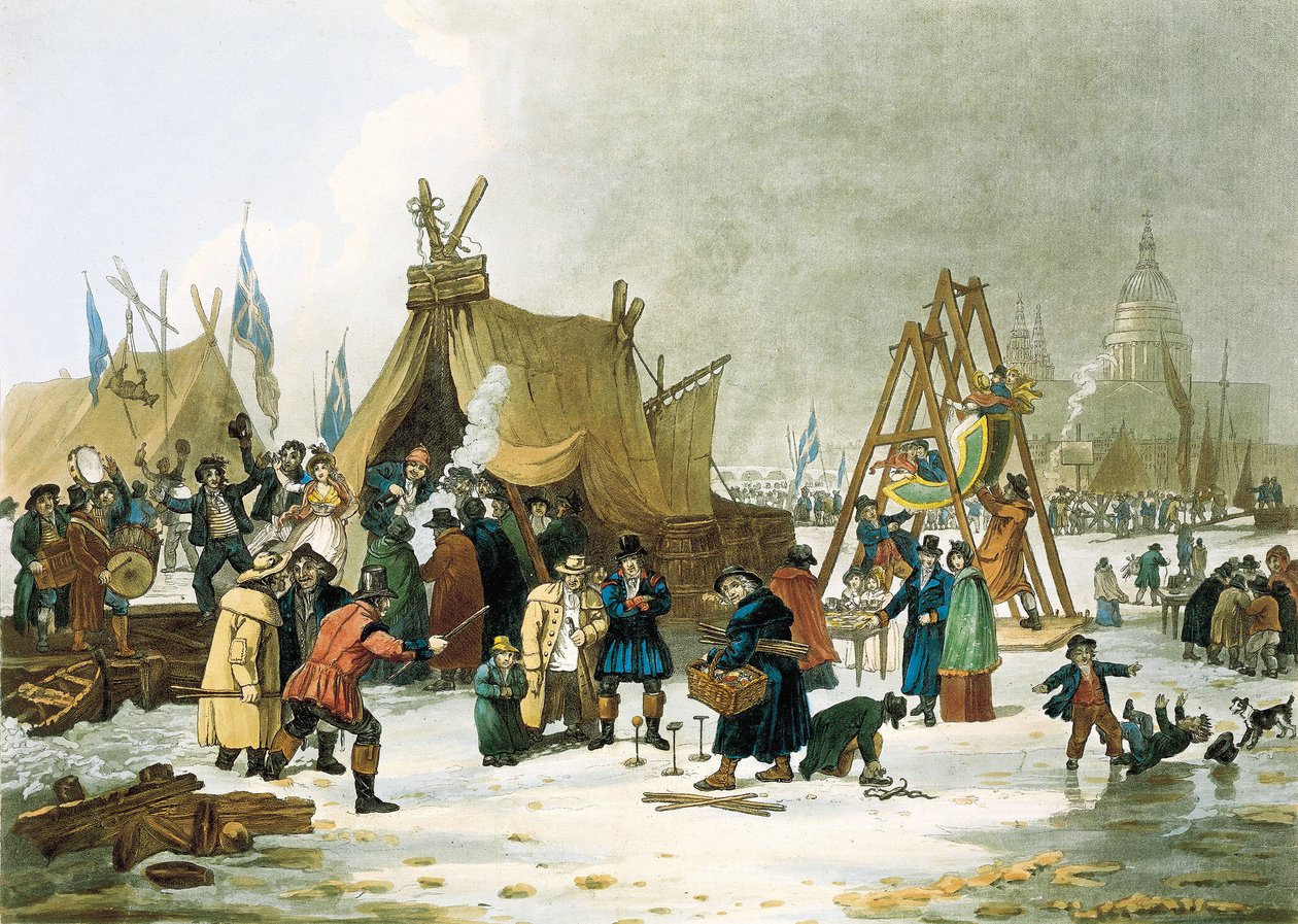 Die Themse gefroren im Winter 1813-1814, vor dem Abriss der alten London Bridge 1831 von Unbekannter Künstler