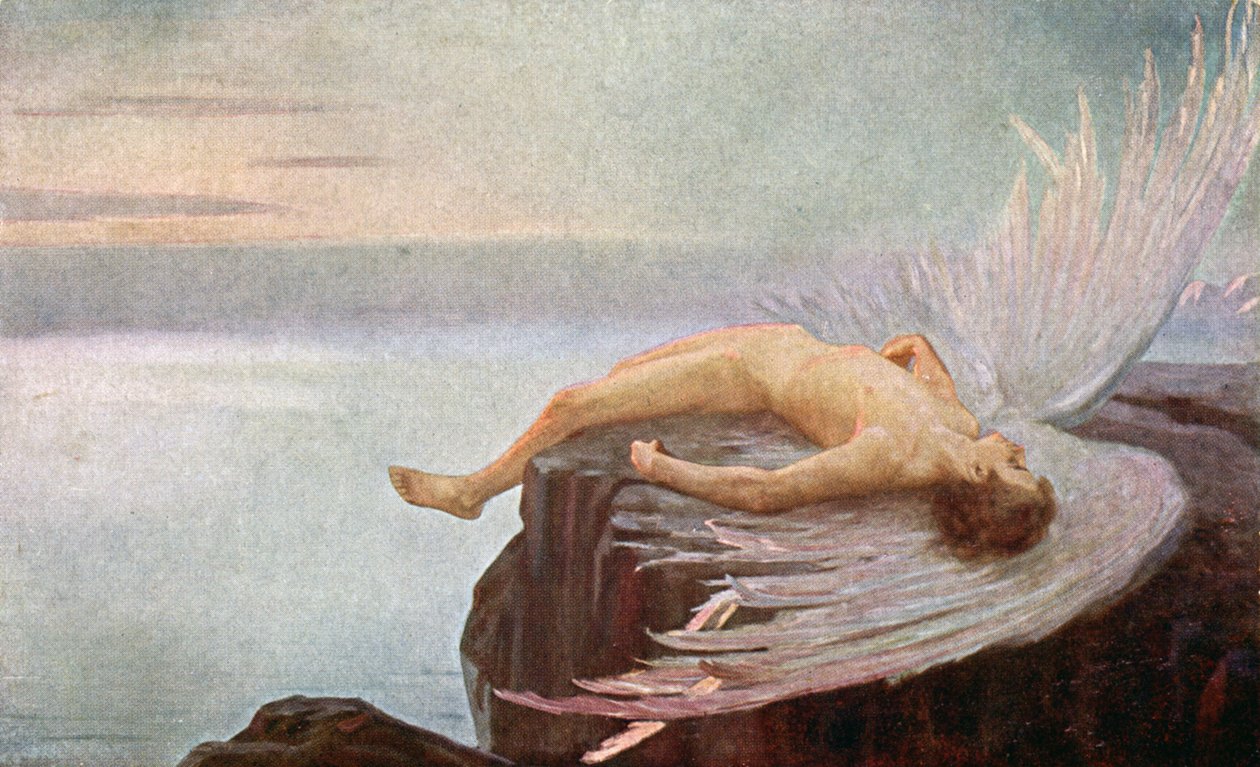 Der Sturz des Ikarus. Illustration von E. N. Klakatschewa, Ungarn von Unbekannter Künstler