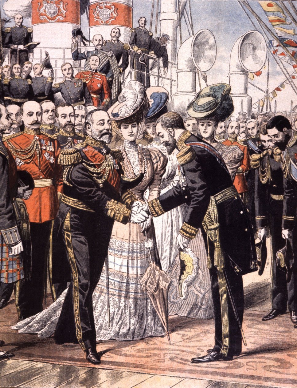 Der französische Vizeadmiral Caillard wird von Eduard VII. empfangen (1904) von Unbekannter Künstler