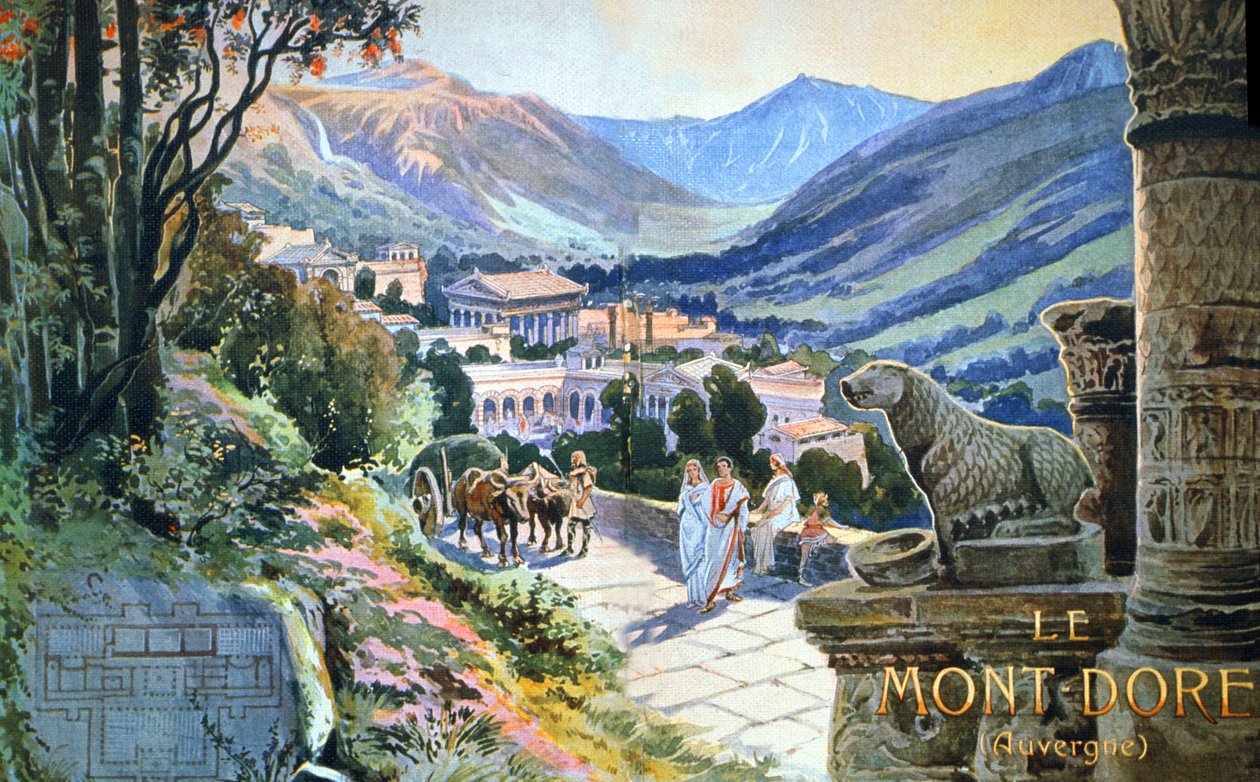 Thermalbäder in Auvergne zur gallo-römischen Zeit, um 1900 (Illustration) von Unbekannter Künstler