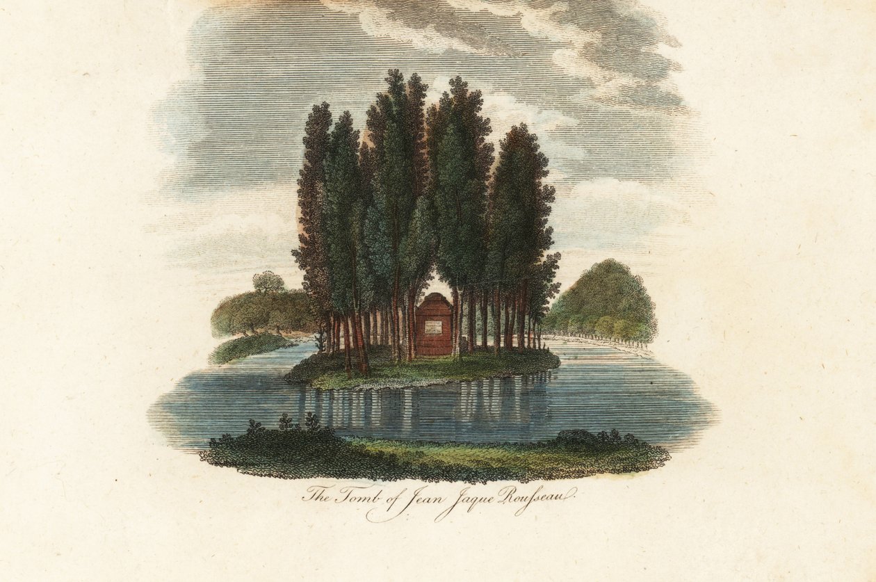 Grab von Jean-Jacques Rousseau, französischer Schriftsteller (Stich) von Unbekannter Künstler