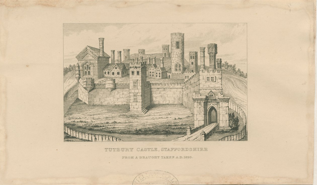 Tutbury Castle: Stahlstich, 1620 von Unbekannt