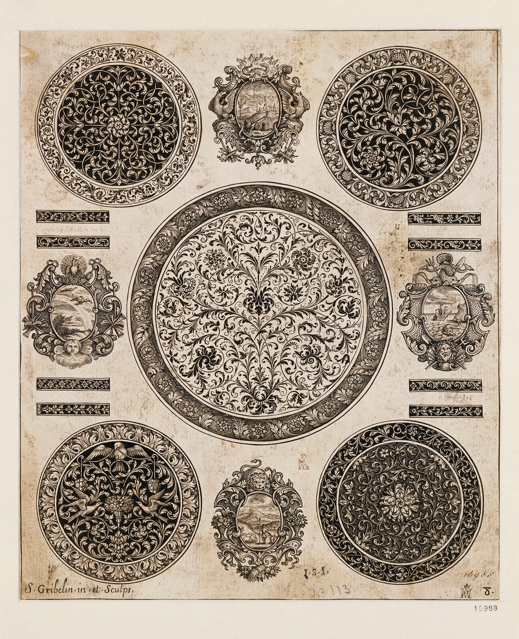 Vereinigtes Königreich, London, Studie für ornamentale Zeichnung auf Uhrengehäuse von Benjamin Baud