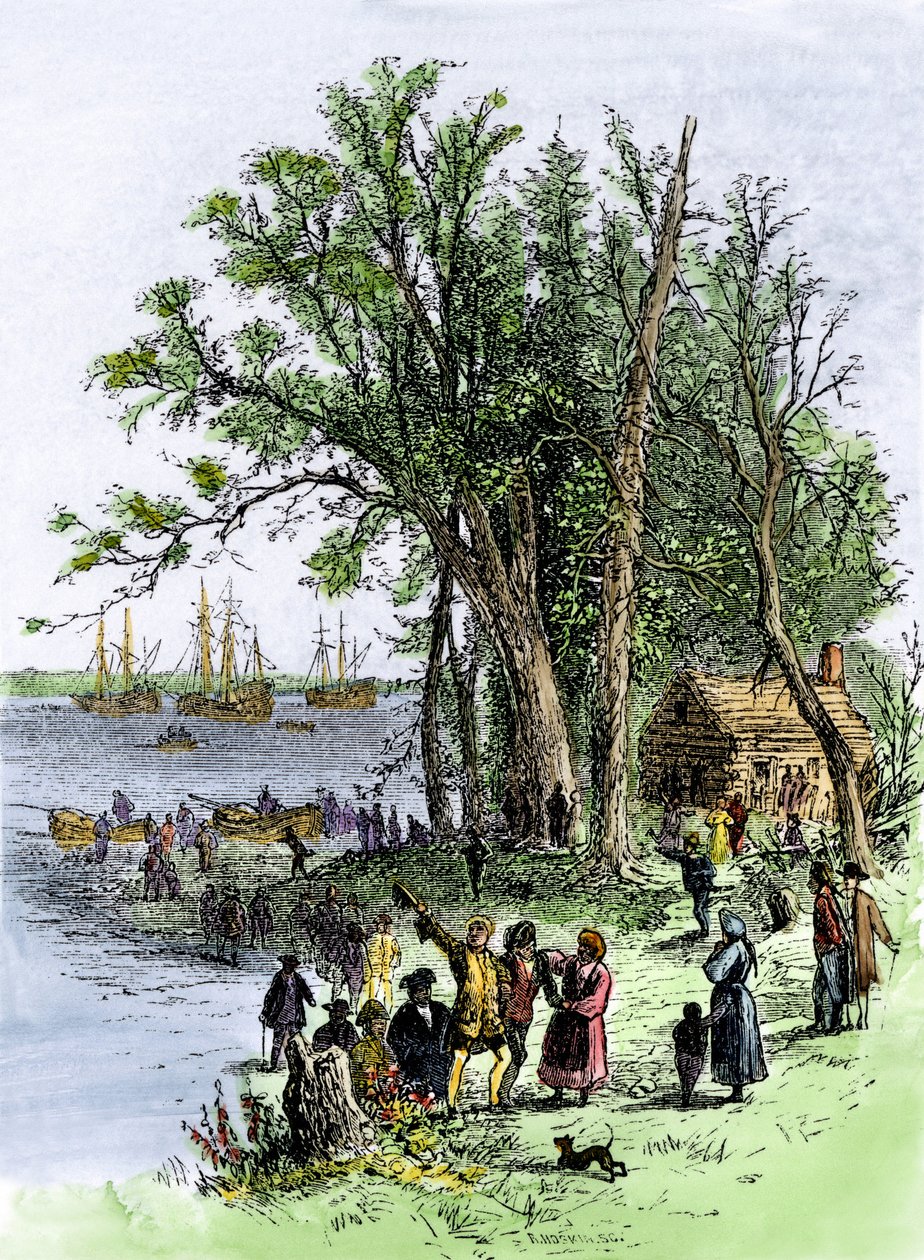 Vereinigte Staaten, Staat Pennsylvania: Ausschiffung von William Penn in der Kolonie Pennsylvania in Philadelphia von Unbekannter Künstler
