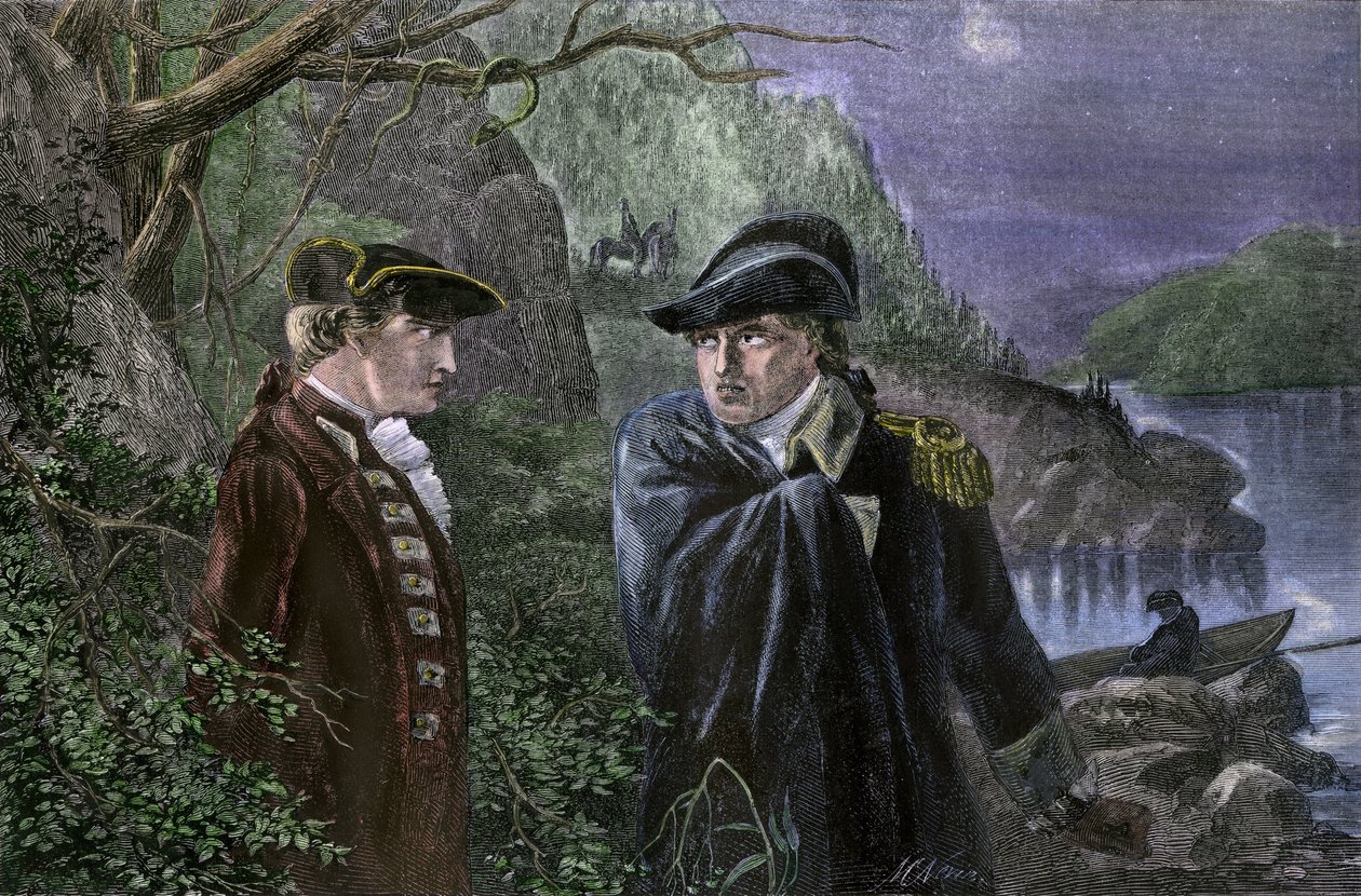 Unabhängigkeitskrieg der Vereinigten Staaten von Amerika (1775-1783): Benedict Arnold (1741-1801) verriet sein Heimatland, indem er versprach, West Point an England zu übergeben, Juli 1780. Arnold bot an, das Fort für 20.000 Pfund und den Rang eines Brigad von Unbekannter Künstler