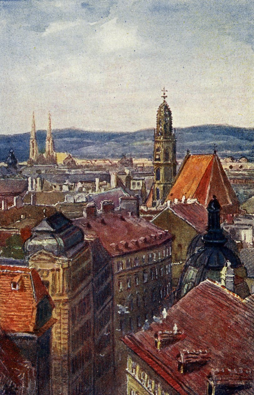 Wien, Österreich: Dachansicht der Türme von Unbekannter Künstler